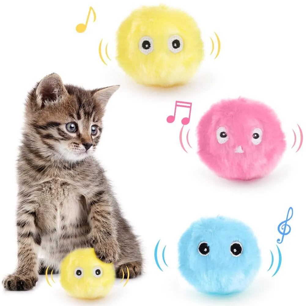 1Pc Random Barking Pet Sound Ball Plush Electric Cat Boredom Ball Fun Cat Ball Plush Toy