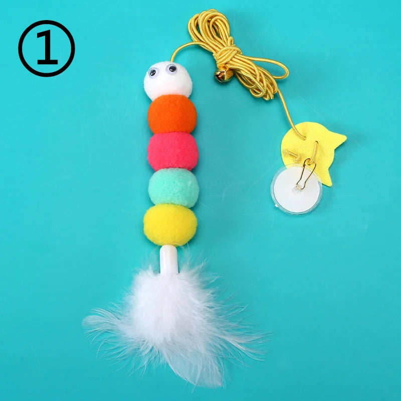 Simulation Cat Toy Cat Scratching Rope Feather Funny Kitten Playing Game Interactive Toy Retractable Hanging Door Pet Supplies