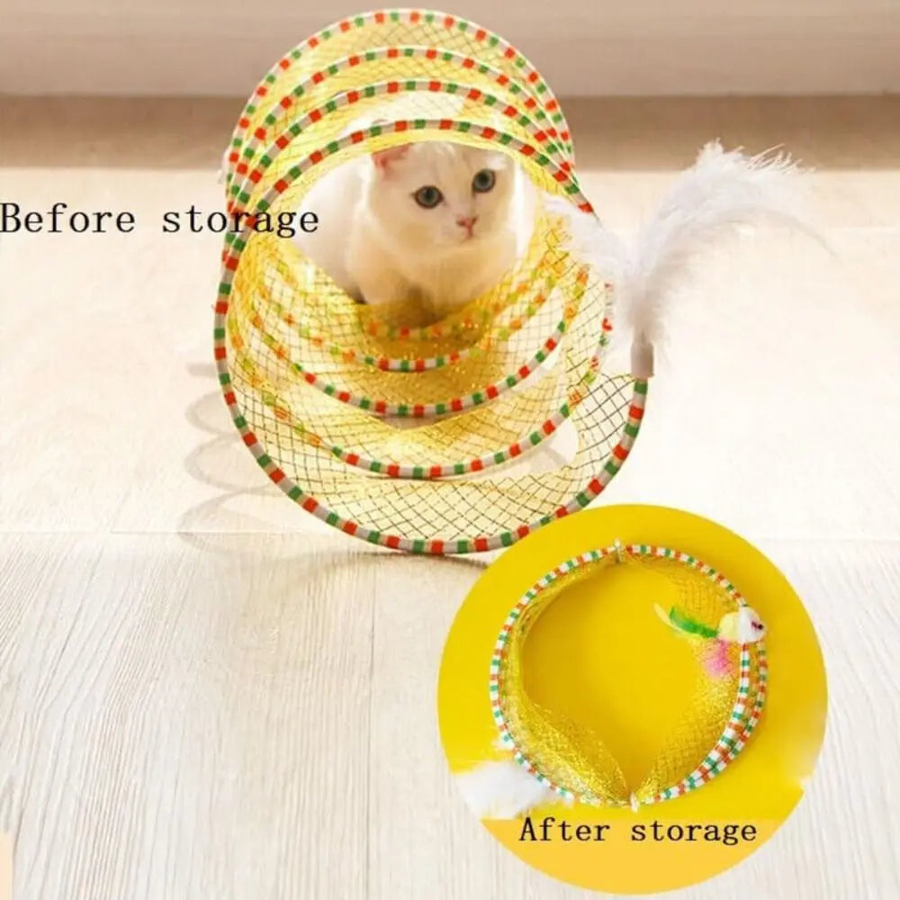 Foldable Cat Coil Tunnel Toys New S-Shape Colorful Coil Spiral Toy Stretchable Pet Supplies Pet Interactive Toy