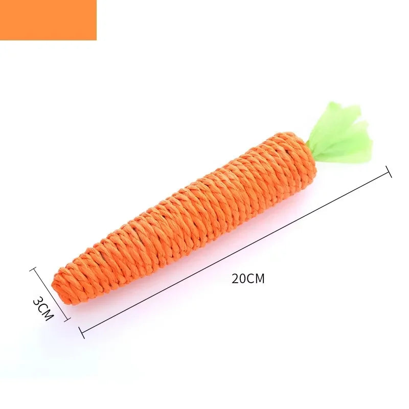 Fabric Carrot Cat Toy, Cat Annoyingly Grinding Teeth Sound Toy, Bite Resistant Paper Rope to Clean Teeth