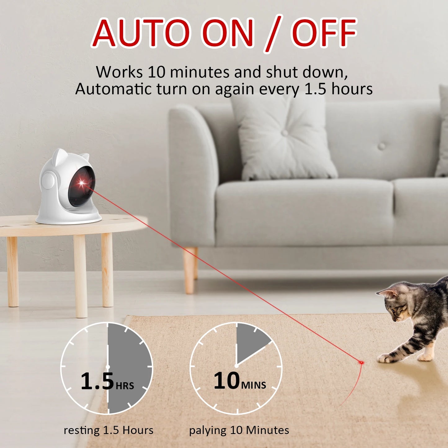 Automatic Cat Laser Toy Rechargeable Motion Random Activated Interactive Cat Toys for Indoor Cats/Dog/Kittne Slow and Fast Mode