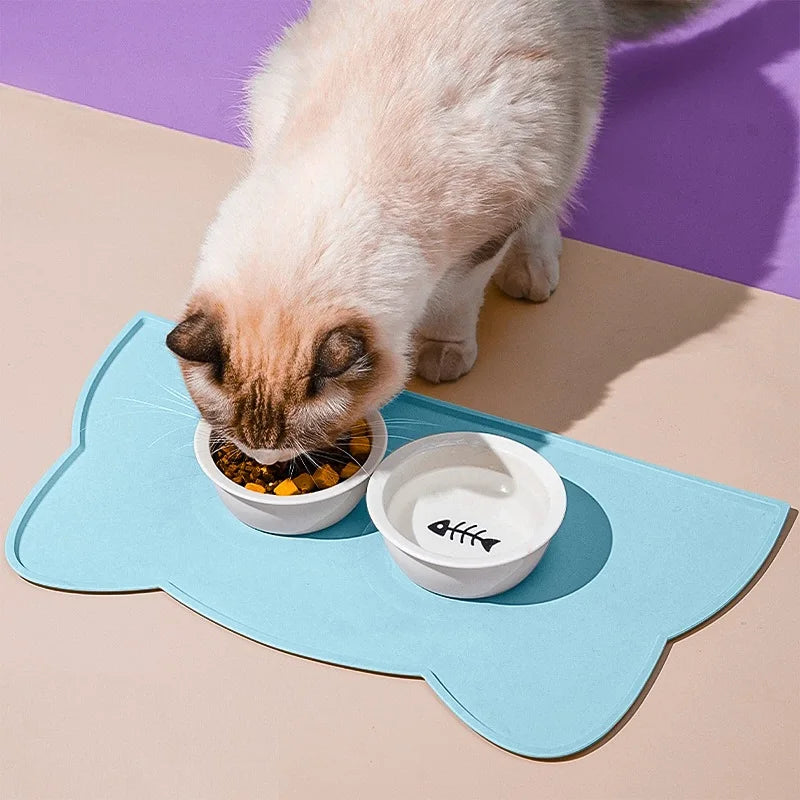 Silicone Pet Feeding Dog Cat Bowl Food Mat Non-Stick Waterproof Pet Food Feeding Pad Puppy Feeder Tray Water Cushion Placemat