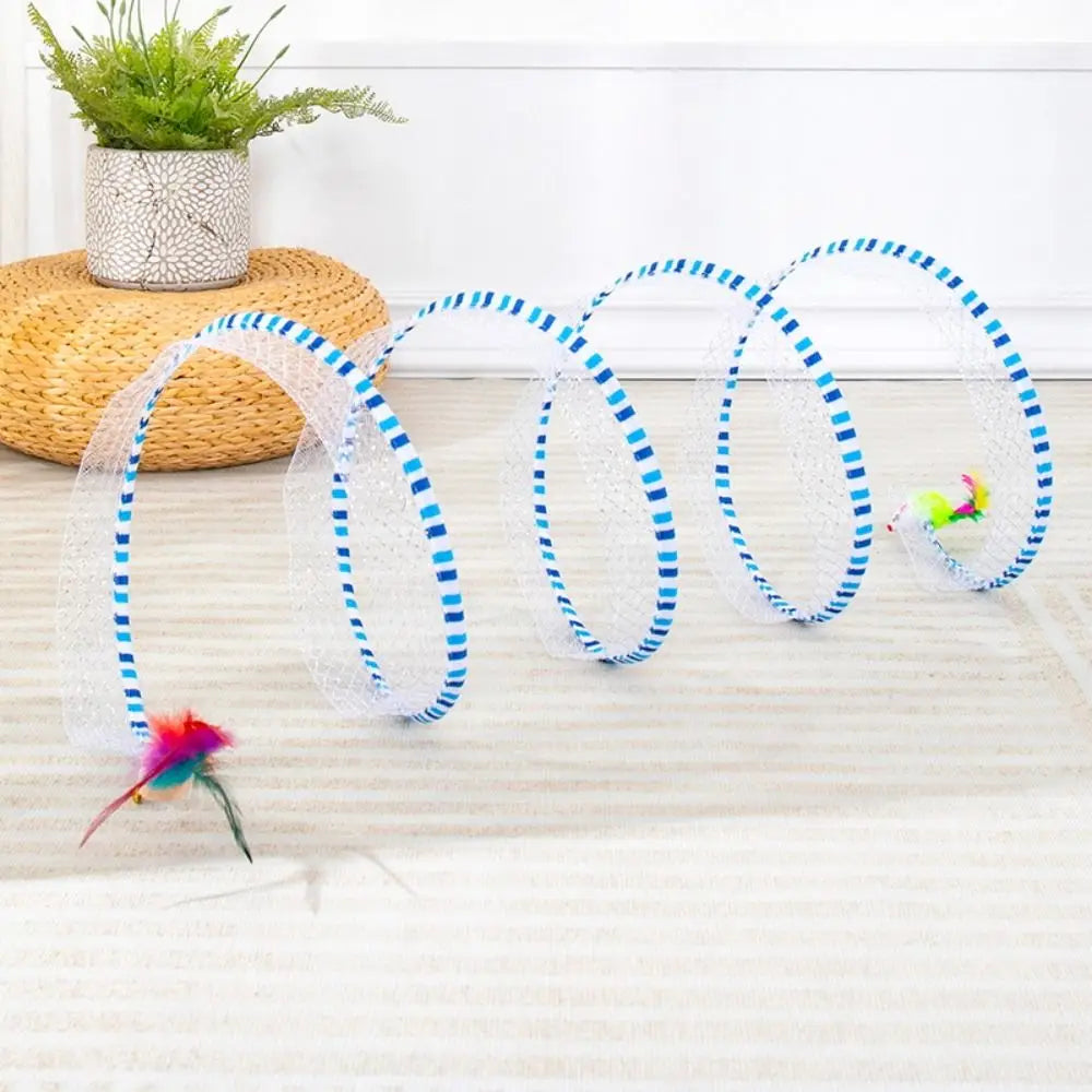 Foldable Cat Coil Tunnel Toys New S-Shape Colorful Coil Spiral Toy Stretchable Pet Supplies Pet Interactive Toy