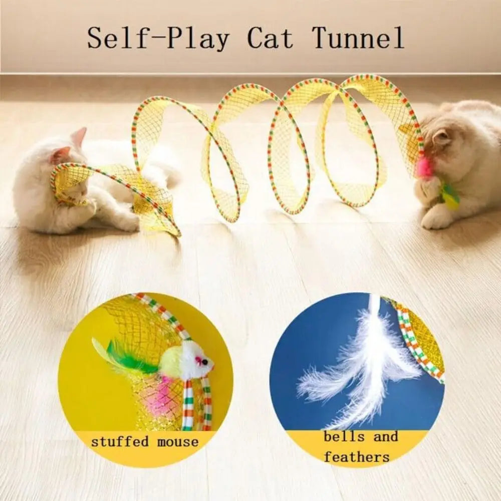 Foldable Cat Coil Tunnel Toys New S-Shape Colorful Coil Spiral Toy Stretchable Pet Supplies Pet Interactive Toy