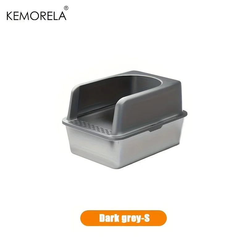 Stainless Steel Litter Box With Lid High Side Large Litter Box Suitable For Large and Small Cats Does Not Absorb Odor Leak Proof