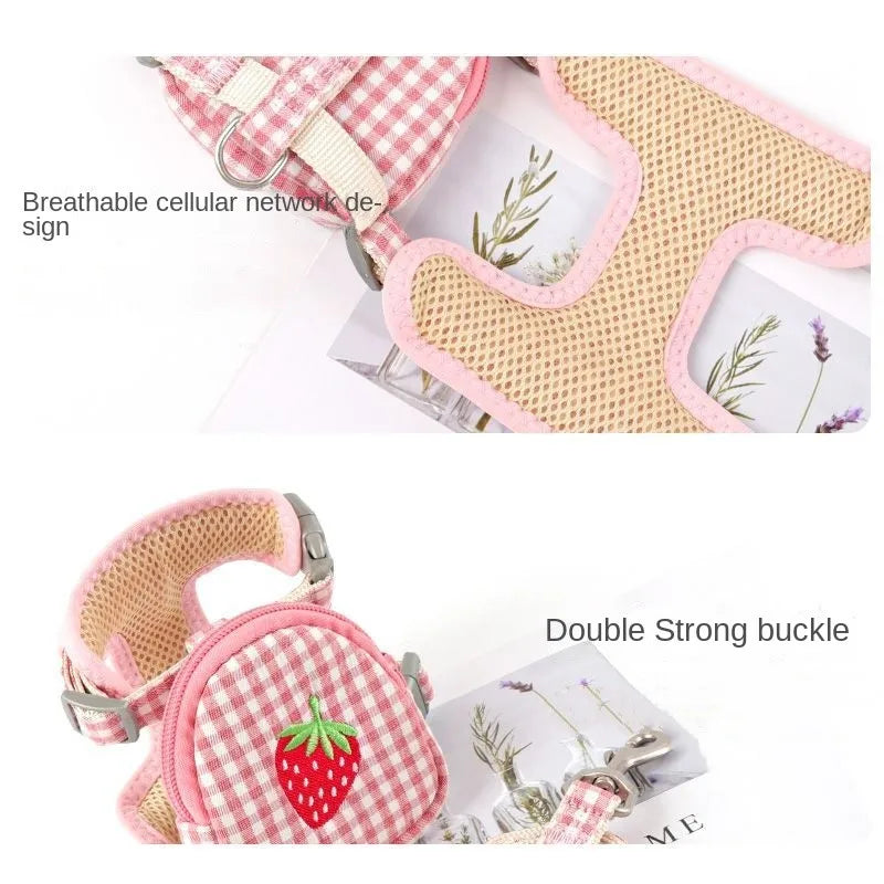 Cat Harness with Backpack Prevent Break Free Breathable Chest Strap Pet Traction Rope Set Teddy Mini Dog Walking Pet Supplies