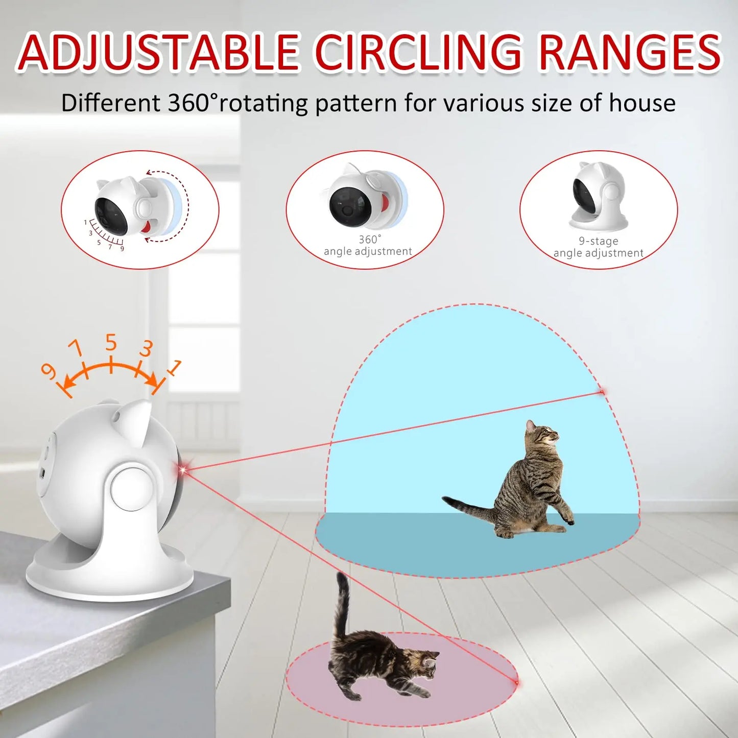 Automatic Cat Laser Toy Rechargeable Motion Random Activated Interactive Cat Toys for Indoor Cats/Dog/Kittne Slow and Fast Mode