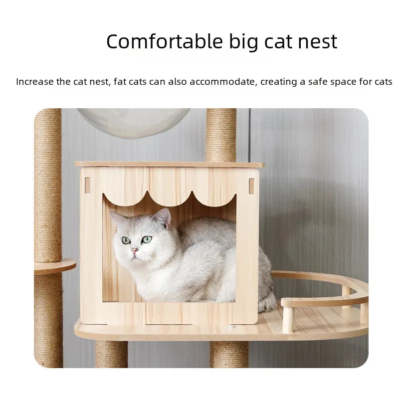 Wooden Cat Climbing Rack Large Cat Space Capsule Cat Nest Cat Tree Integrated Cat Rack Cat Scratching Board Cat Rack Pet Supplie