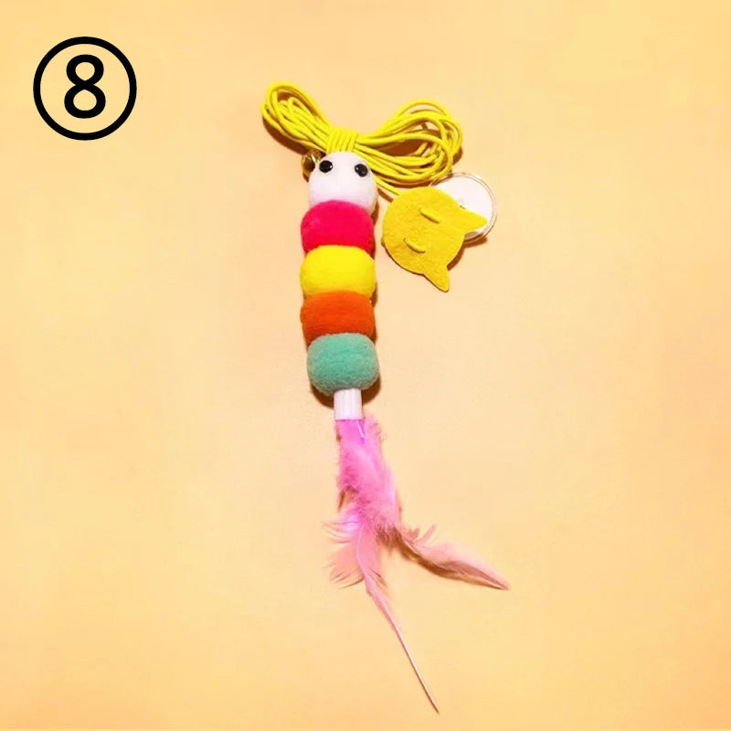 Simulation Cat Toy Cat Scratching Rope Feather Funny Kitten Playing Game Interactive Toy Retractable Hanging Door Pet Supplies