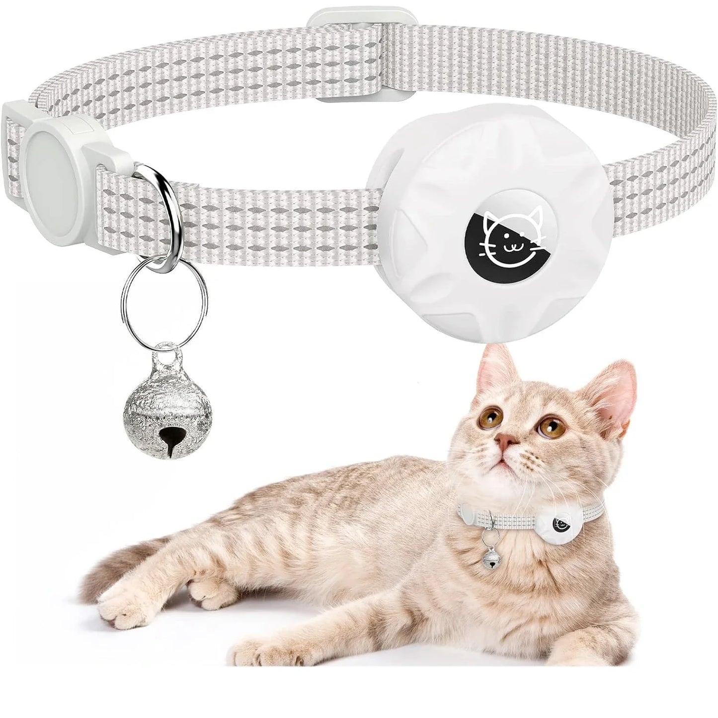 for Apple AirTag Cat Collar,Air Tag Pet Collar with airtag Holder and Bell Reflective GPS Kitten Collar for Girl Boy Cats gatos