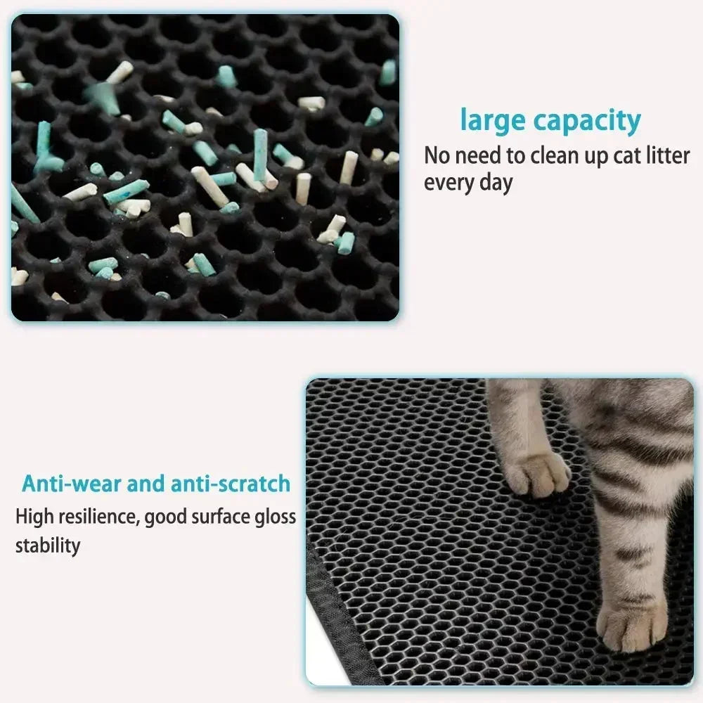 90X60CM Cat Litter Mat Waterproof Double Layer Pet Litter Box Mat Pet Toilet Cat Mat Nonslip Sand Cat Washable Mat Pet Clean