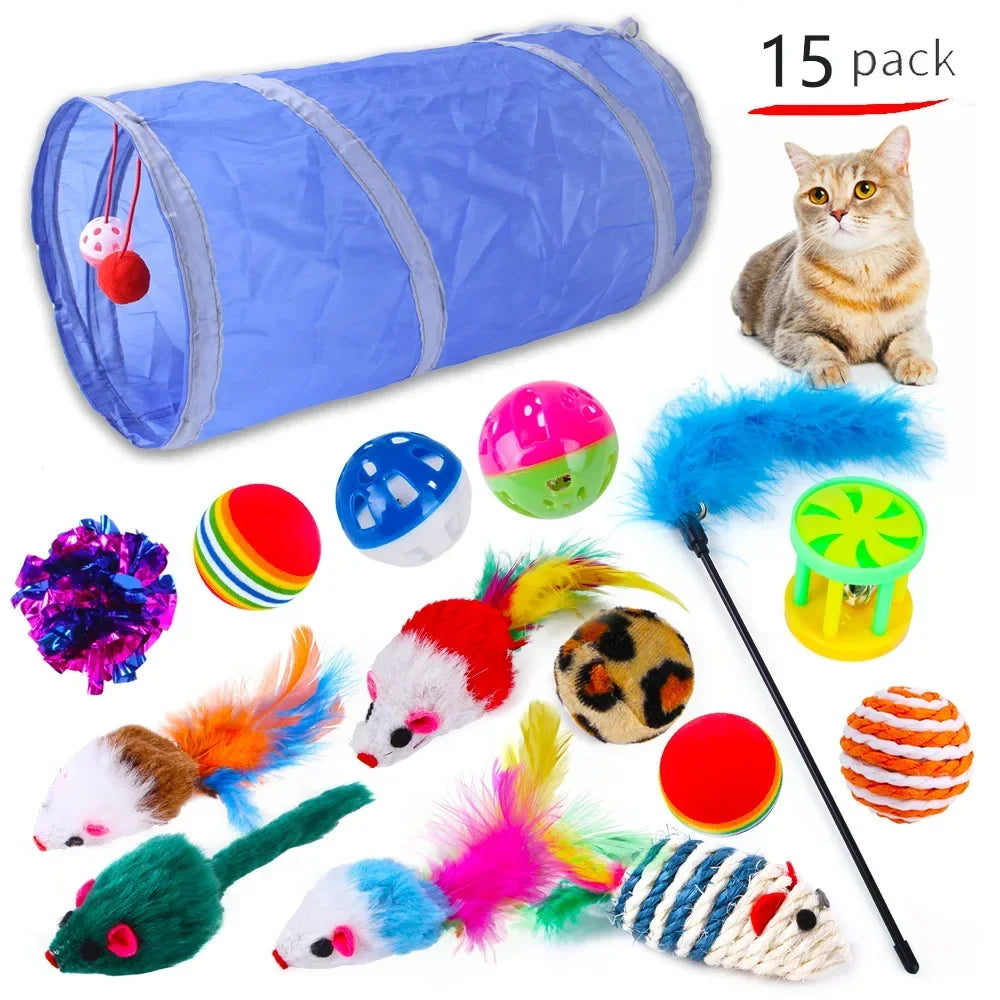 Cat Toys Mouse Shape Balls Foldable Cat Kitten Play Tunnel Chat Funny Cat Tent Mouse Supplies Simulation Fish Cat Accessories