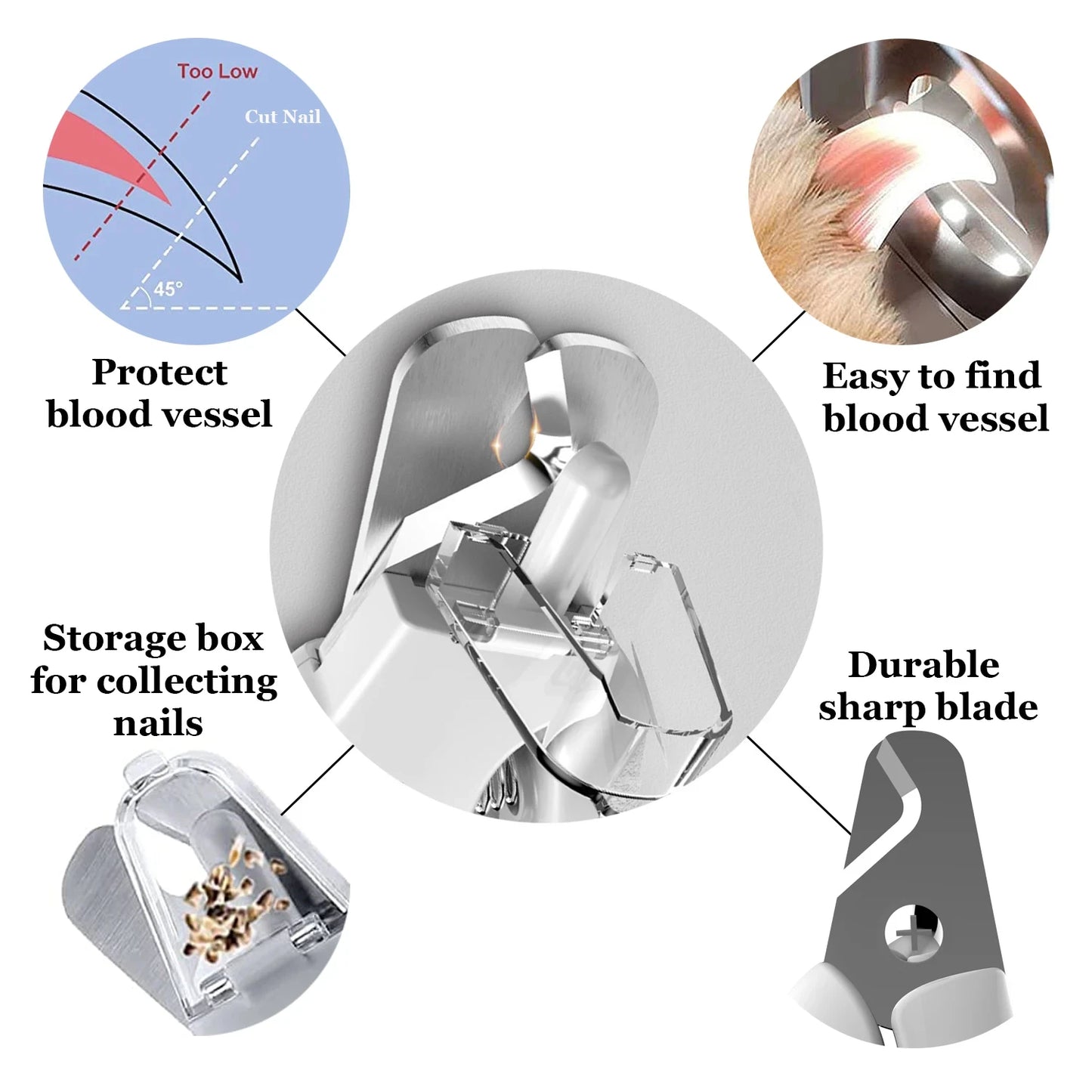 2 In-1 Electric Pet Nail Clippers with LED Lights Nail Collector