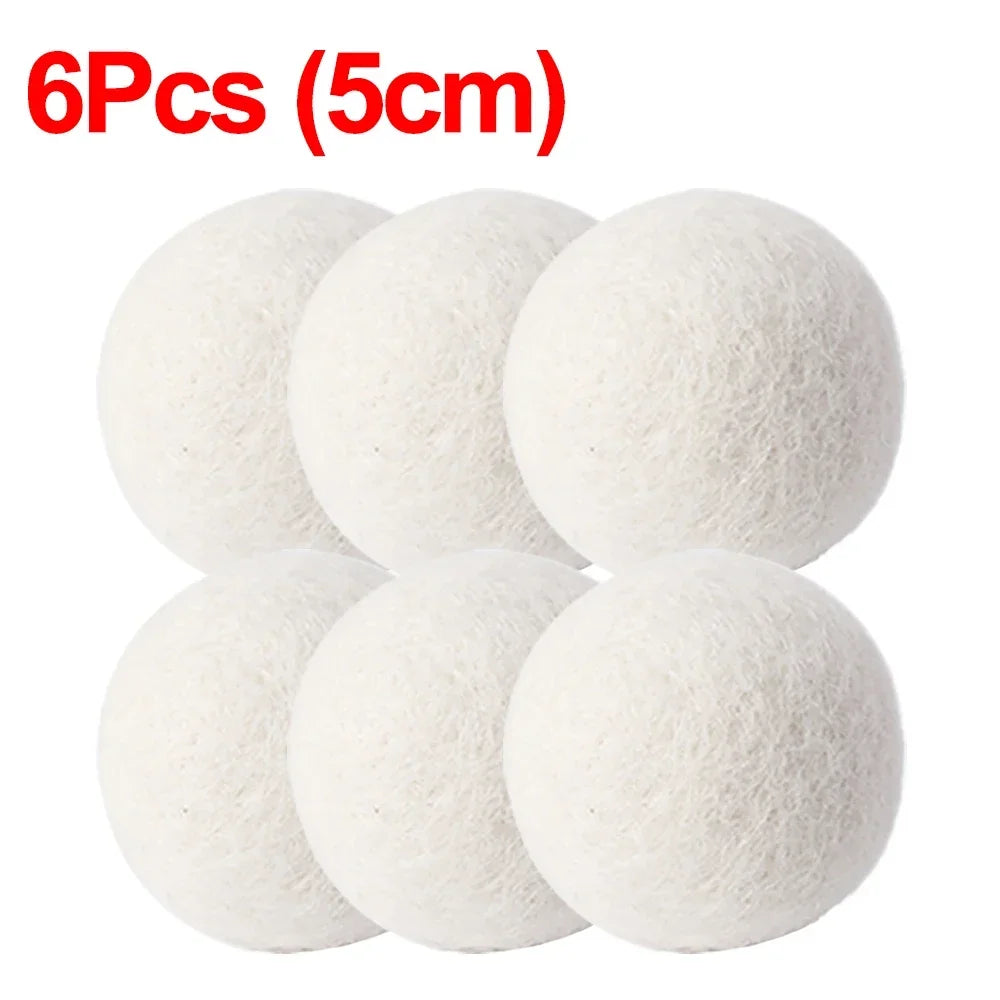 6Pcs Reusable Wool Dryer Balls Clothes Softener Laundry Fleece Dryer Ball Kit Home Clothes Dryer Washing Machine 3/4/5/6/7cm