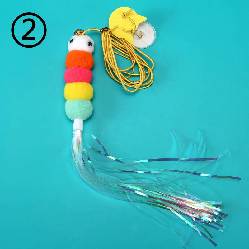 Simulation Cat Toy Cat Scratching Rope Feather Funny Kitten Playing Game Interactive Toy Retractable Hanging Door Pet Supplies