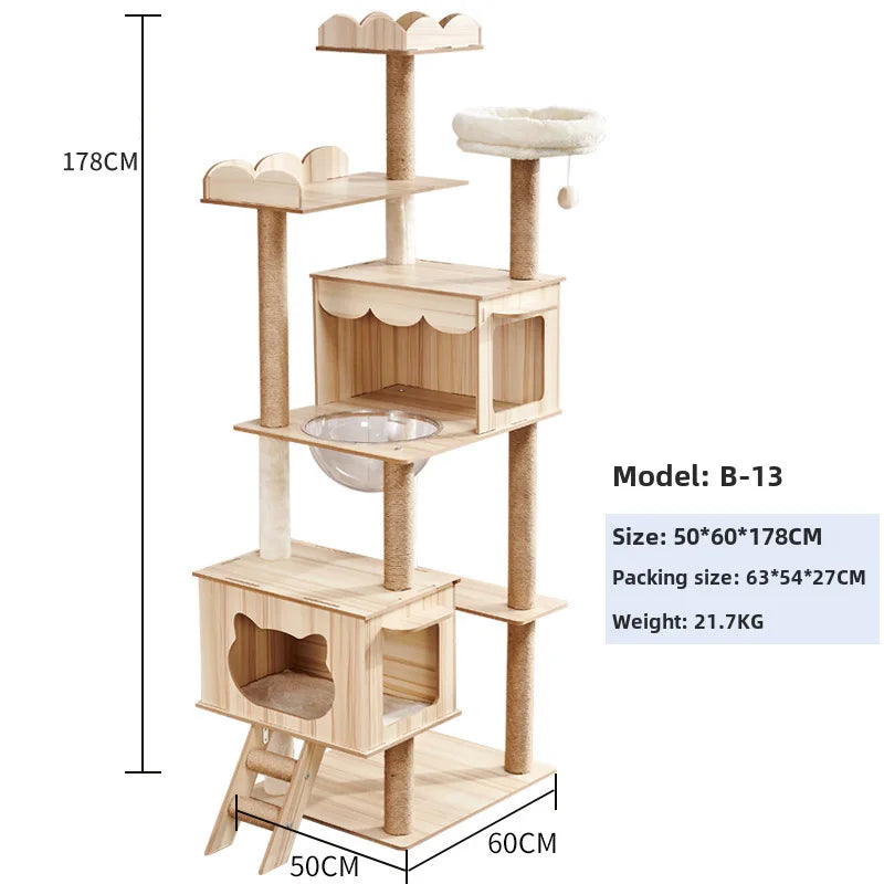 Wooden Cat Climbing Rack Large Cat Space Capsule Cat Nest Cat Tree Integrated Cat Rack Cat Scratching Board Cat Rack Pet Supplie