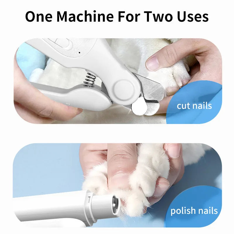 2 In-1 Electric Pet Nail Clippers with LED Lights Nail Collector