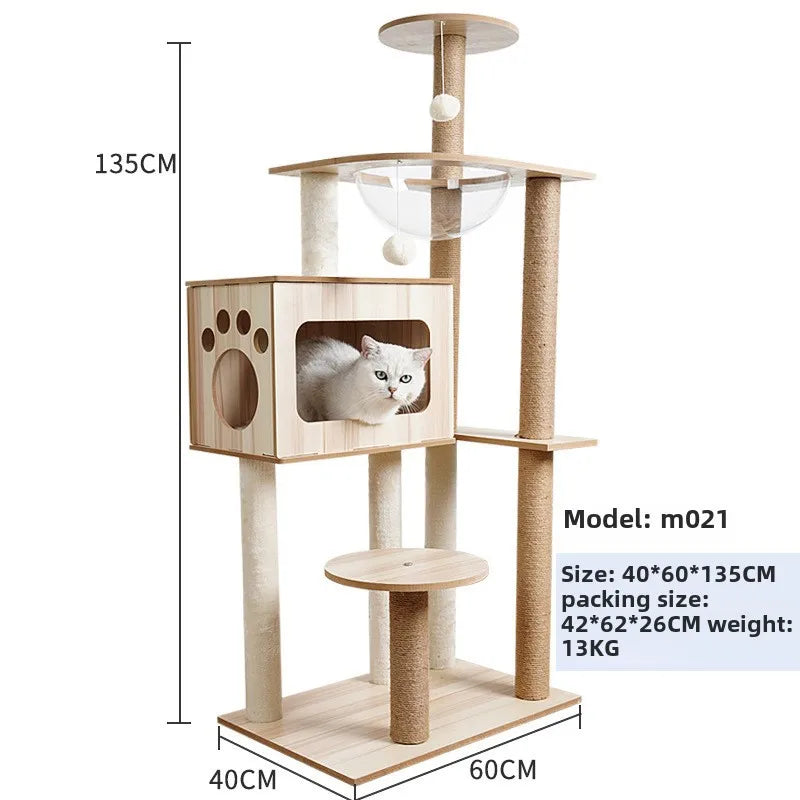 Wooden Cat Climbing Rack Large Cat Space Capsule Cat Nest Cat Tree Integrated Cat Rack Cat Scratching Board Cat Rack Pet Supplie