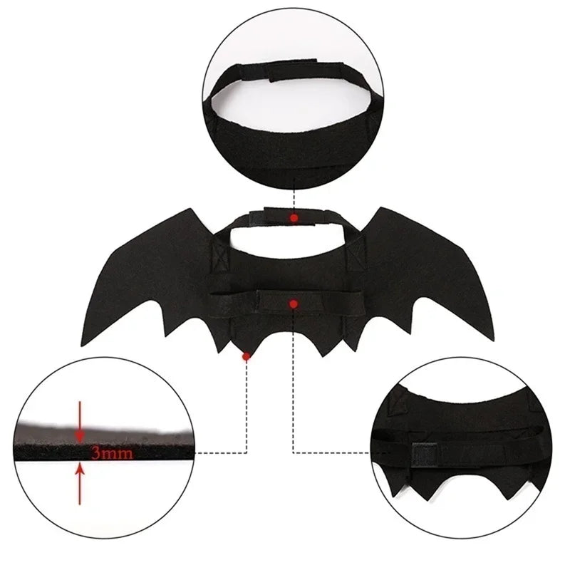 1PcsHalloween Cute Pet Clothes Black Bat Wings Harness Costume Cosplay Cat Dog Halloween Party for Pet Supplies